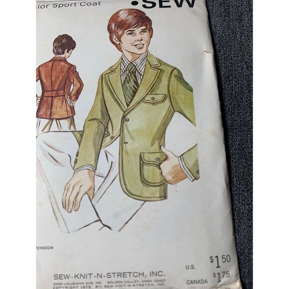 Kwik Sew Boys Junior Sport Coat Sewing Pattern Chest sz 26-30 369 - uncut - Picture 3 of 10
